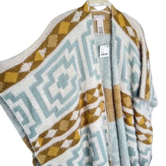 NWT Free People Aztec Patterned Kimono With Fringe, OS - Picture 5 of 11